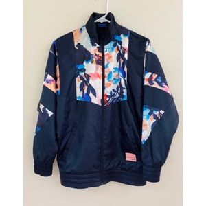 Adidas Equipment Blue Floral Satin Bomber Jacket